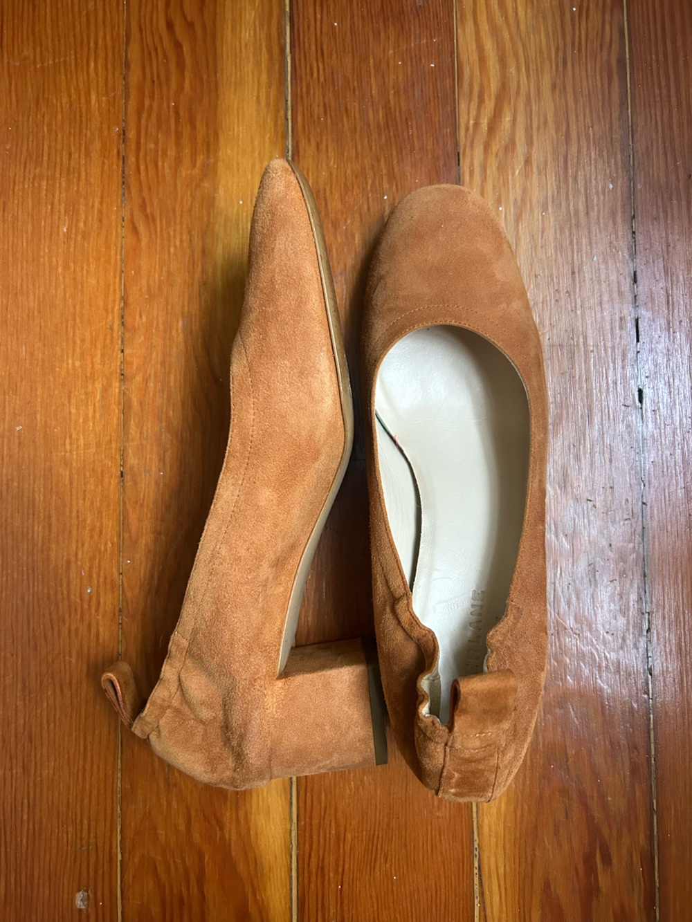 Everlane Women's Brown Tan Suede Block Heel Pumps